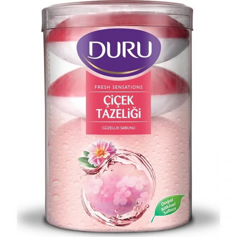 صابون حمام دورو DURU لیوانی با رایحه گل تازه بسته 4 عددی