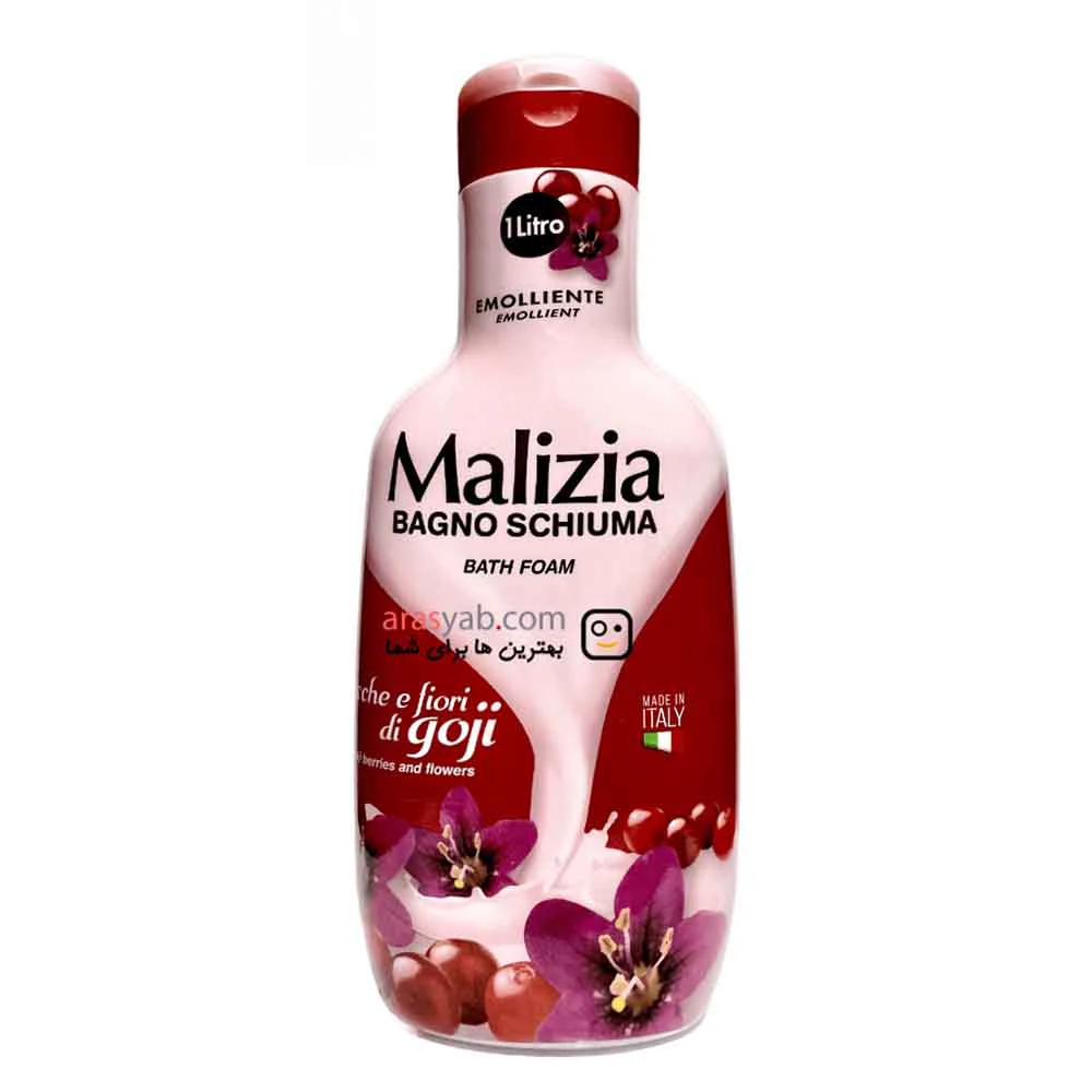 شامپو بدن گوجی مالیزیا Malizia رطوب رسان حاوی عصاره گوجی بری و گل ها حجم 1 لیتر