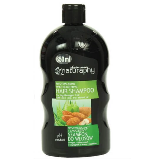 شامپو برای موهای خشک و آسیب دیده naturaphy با عصاره روغن بادام و آلوئه ورا حجم 650 میلی