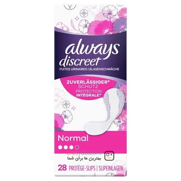 پد روزانه الویز سایز نرمال مدل ALWAYS DISCREET بسته 28 عددی