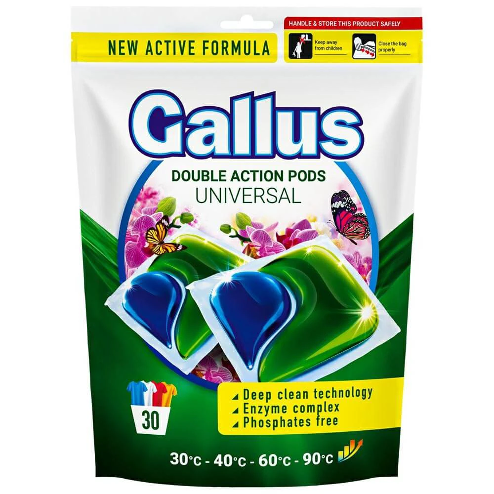 قرص ماشین لباسشویی GALLUS برای انواع لباس ها بسته 30 عددی