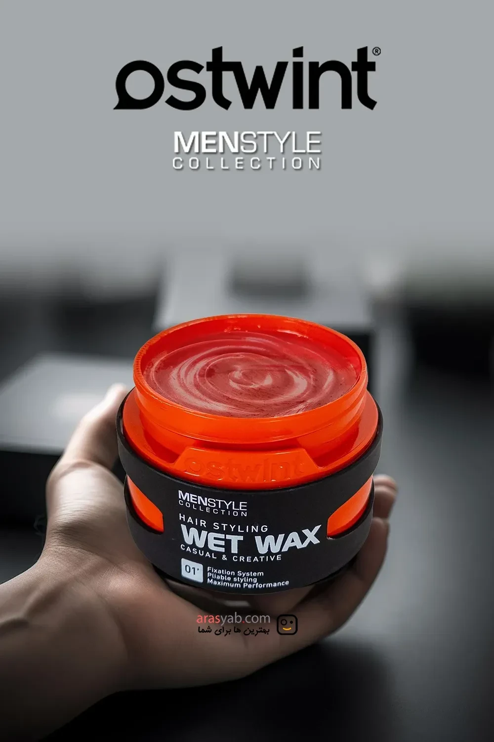 واکس مو 01 استوینت Ostwint نارنجی سری Wet Wax حجم 150 میل