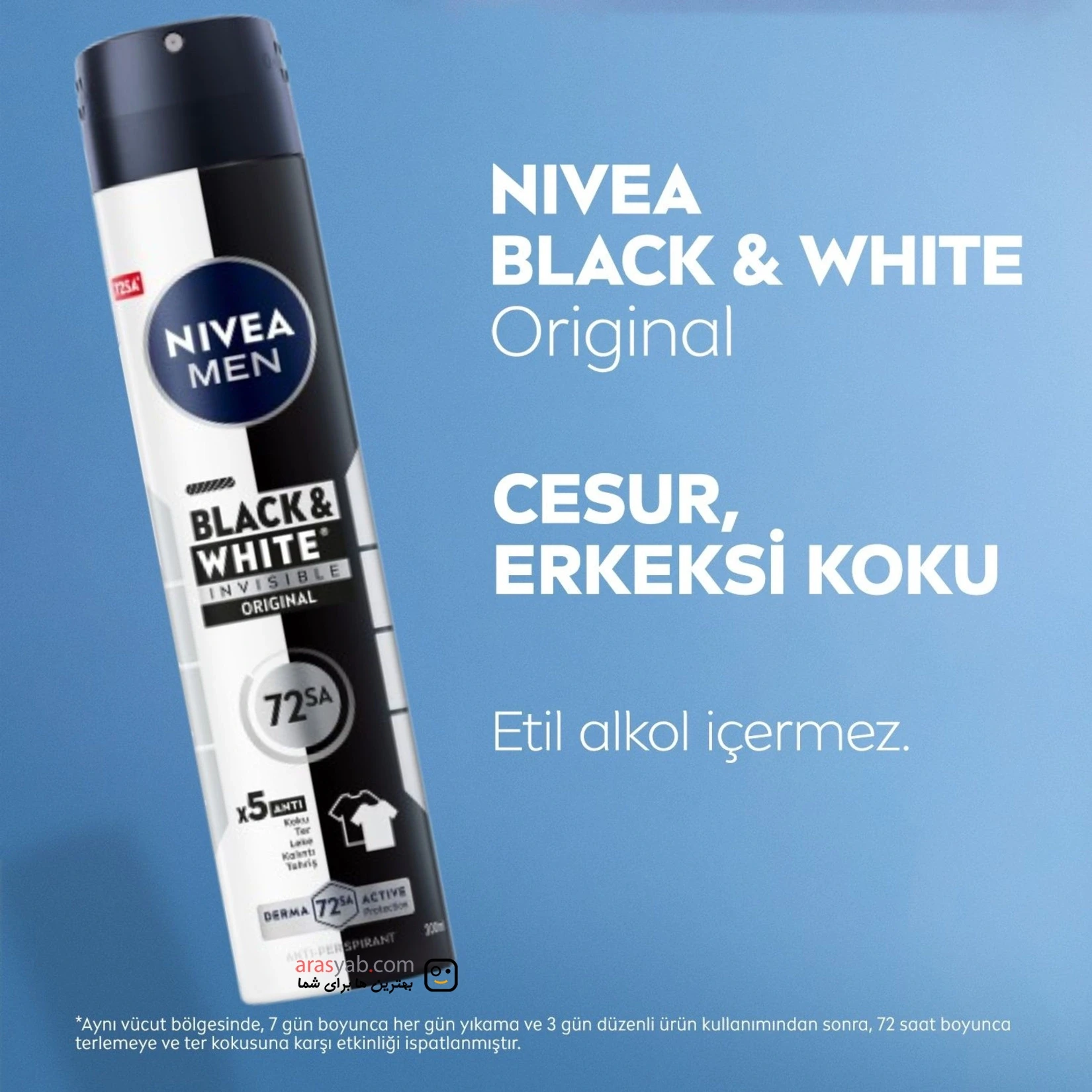 دئودرانت بلک اند وایت مردانه nivea مدل Black &amp; White ORIGINAL حجم 200 میلی