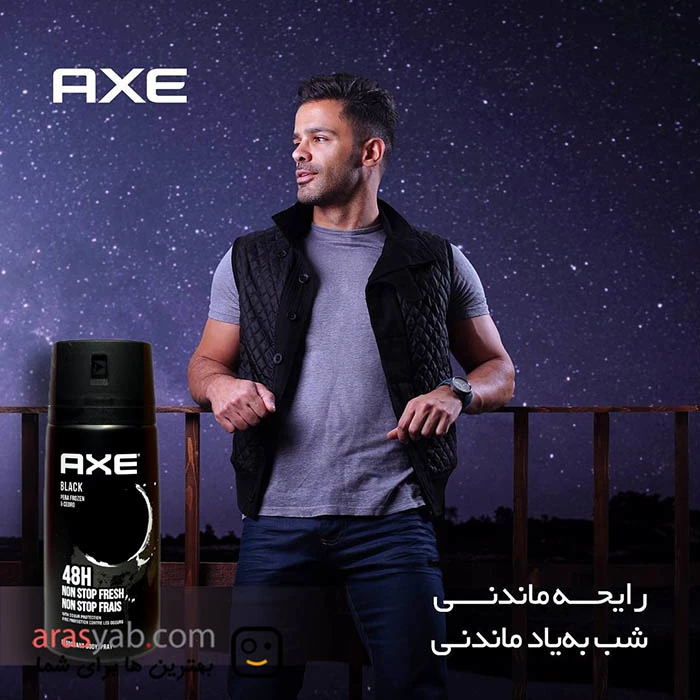 اسپری بدن آکس axe مردانه مدل بلک Black حجم 150 میل