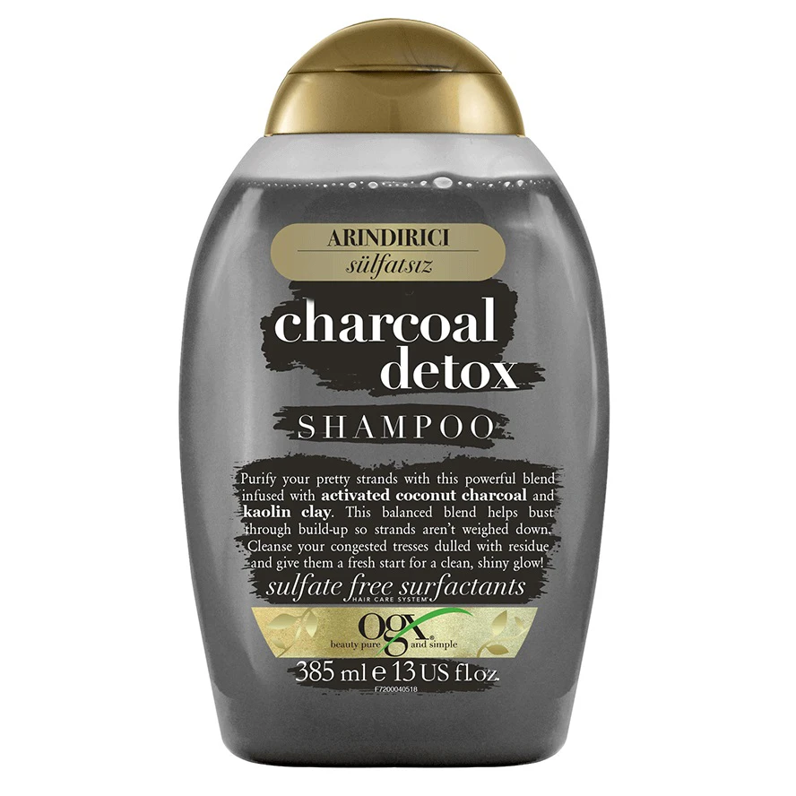 شامپو بدون سولفات زغالی ogx مدل Charcoal Detox حجم 385 میلی