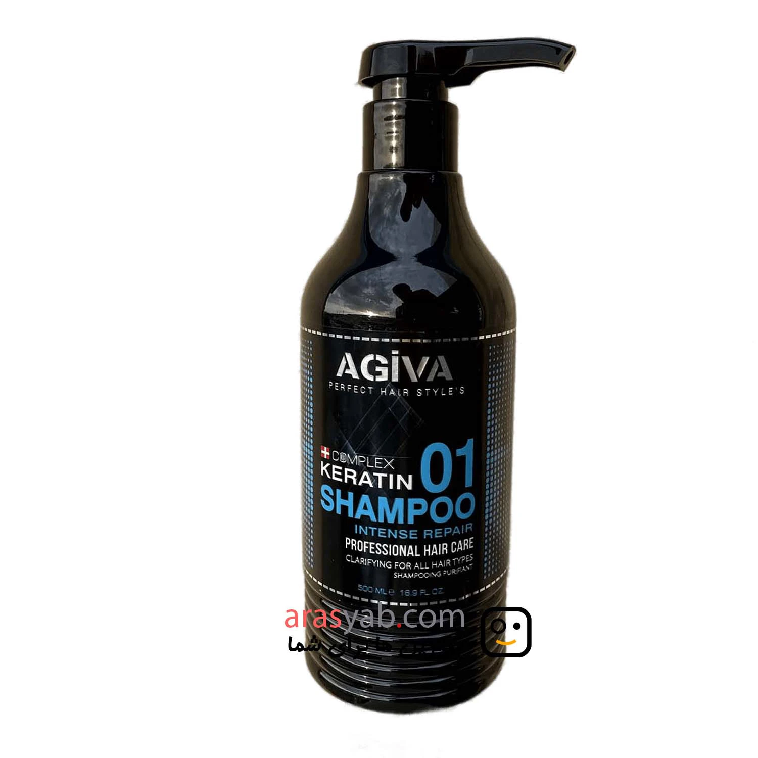 شامپو کراتینه آگیوا Agiva آبی مدل keratin 01 حجم 500 میل