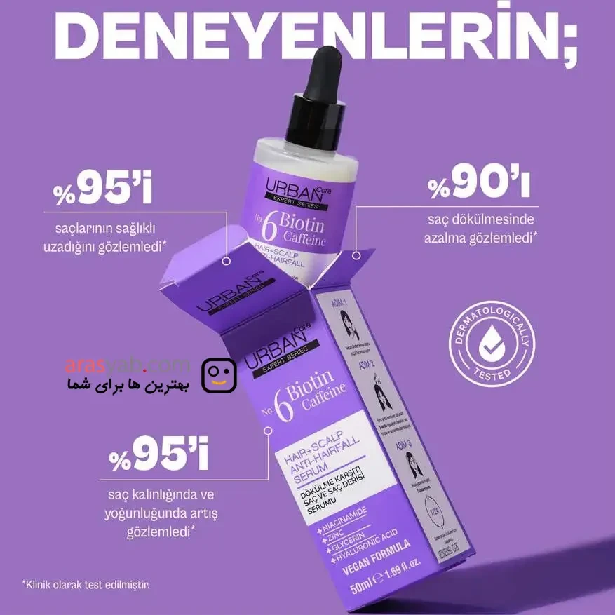 سرم ضد ریزش مو ANTI-HAIRFALL اوربان کر Urban Care حاوی بیوتین کافئین حجم 50 میل