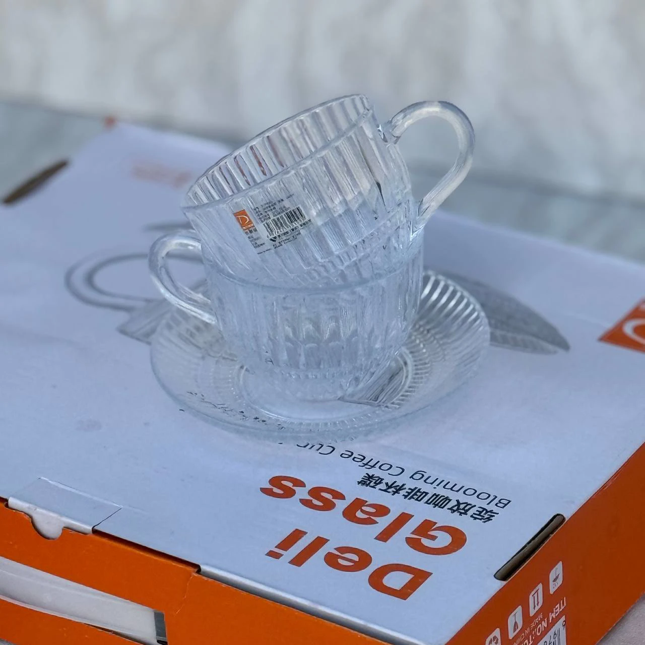 ست فنجان نعلبکی 12 پارچه بلور برند DELI کد TCF057L12 - ارس شاپینگ
