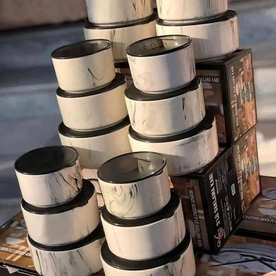 ظروف نگهدارنده 3تیکه طرح ماربل کد YNS2003 - ارس شاپینگ