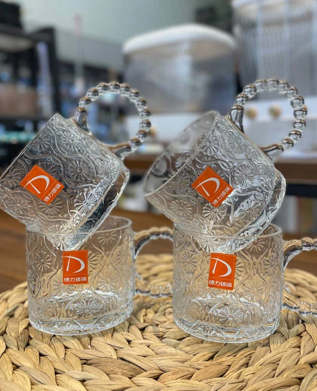 ماگ دسته حلقه ای طرح گل Deli glass | فروشگاه هپسی وار