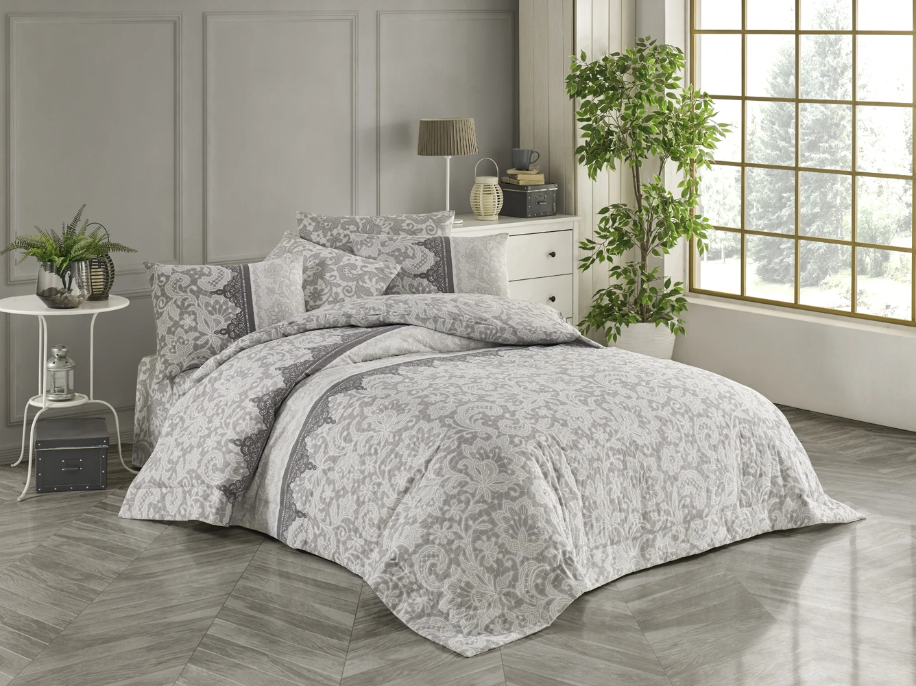 رو تختی دونفره چهار فصل چهار تیکه ترک نیو هوم New Home-Lantis gri - فروشگاه هپسی وار