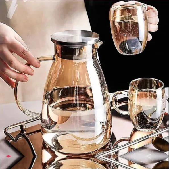پارچ و لیوان پیرکس رنگ شامپاینی برند Arow - فروشگاه هپسی وار