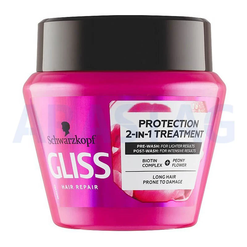 ماسک مو 2 در 1 گلیس مناسب موهای بلند و اسیب دیده مدل Gliss sac bakim maskesi supreme length keratin mikro serum onarici yag حجم 300 میل | ارس رخ