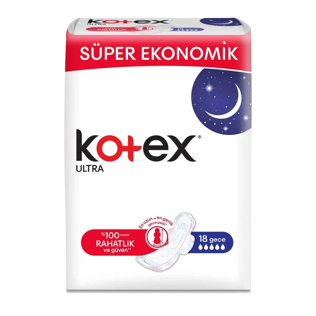 نوار بهداشتی کوتکس kotex شب مدل Ultra super ekonomik بسته 16 عددی | ارس رخ