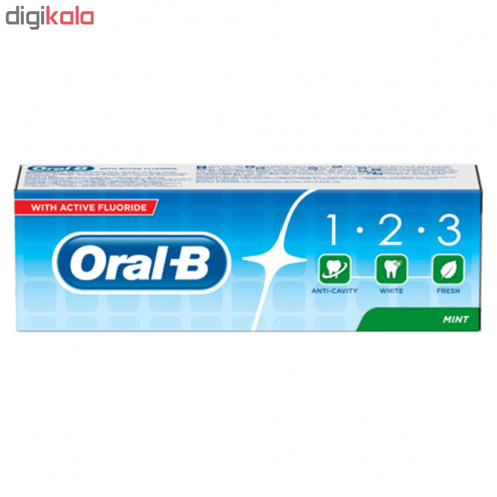 خمیر دندان اورال بی oral B نعنایی مدل whth active fluoride حجم 100 میل | ارس رخ