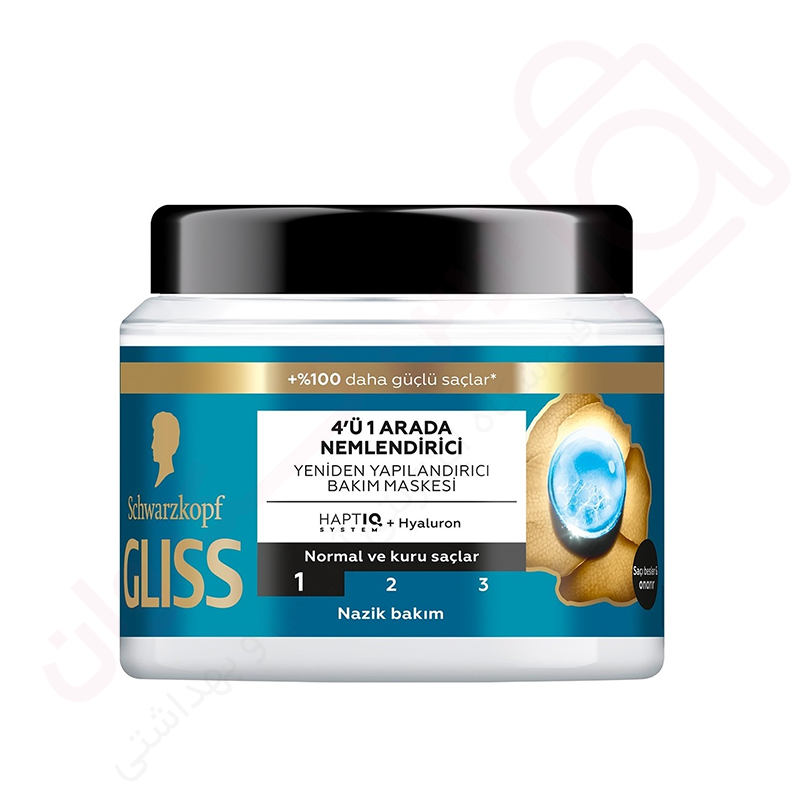 ماسک مو 4 کاره گلیس برای موهای نرمال و خشک مدل Aqua Revive حجم 400 میل - ارس تک وان