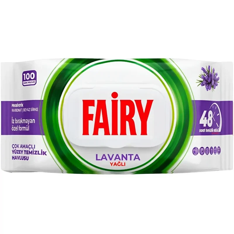 دستمال مرطوب پاک کننده سطوح فیری Fairy Power Wipes با رایحه اسطوخودوس 100 برگ اصل واردات قانونی ارسال از منطقه آزاد ارس - ارس مال
