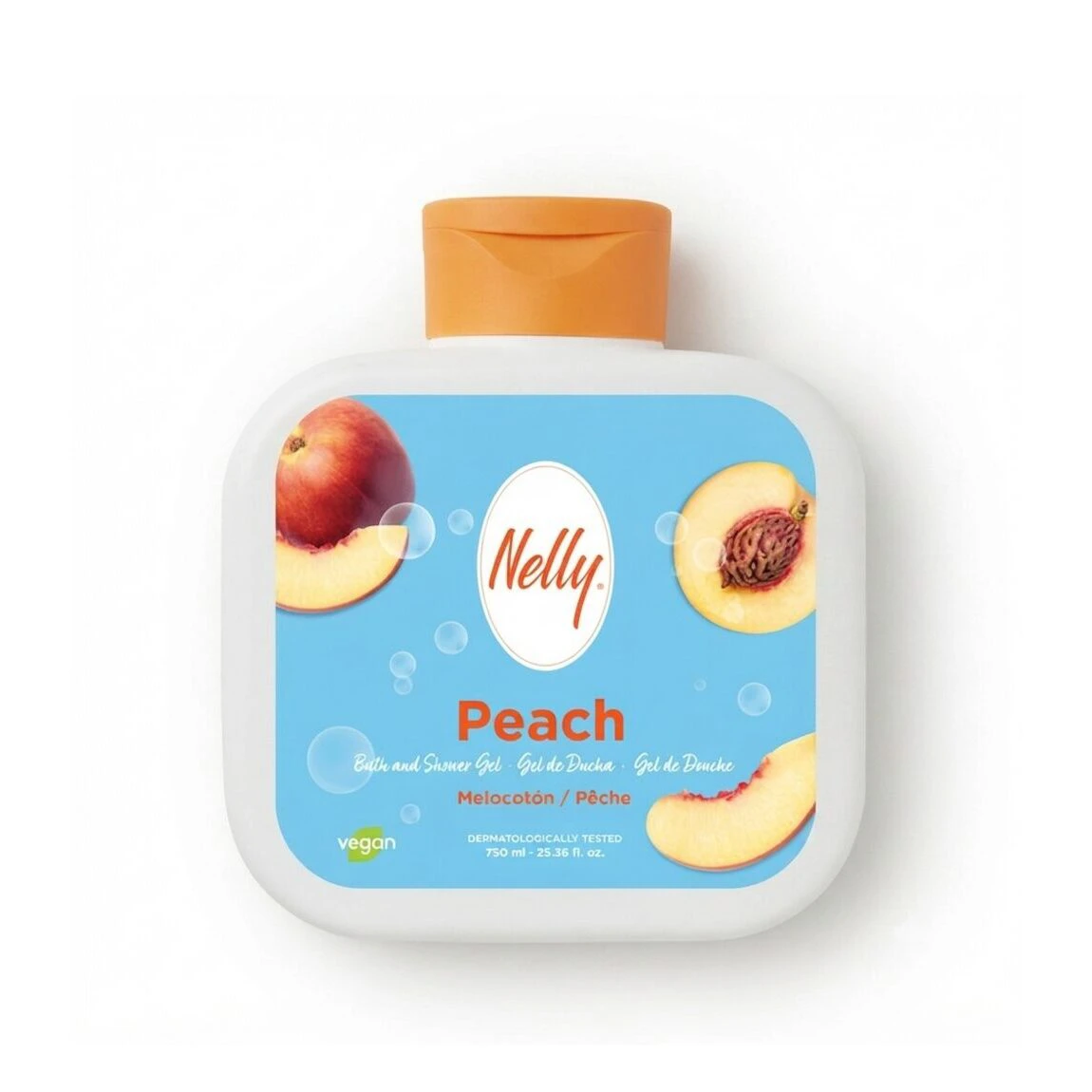 شامپو بدن ژلی نلی با رایحه هلو مدل Peach | حجم 750 میل - فروشگاه اینترنتی ارس درمیس