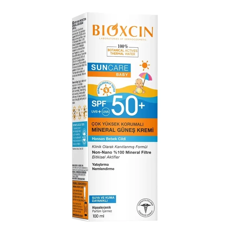 ضد آفتاب کودک بیوکسین با +SPF 50 - مناسب پوست حساس | حجم 100 میل - فروشگاه اینترنتی ارس درمیس