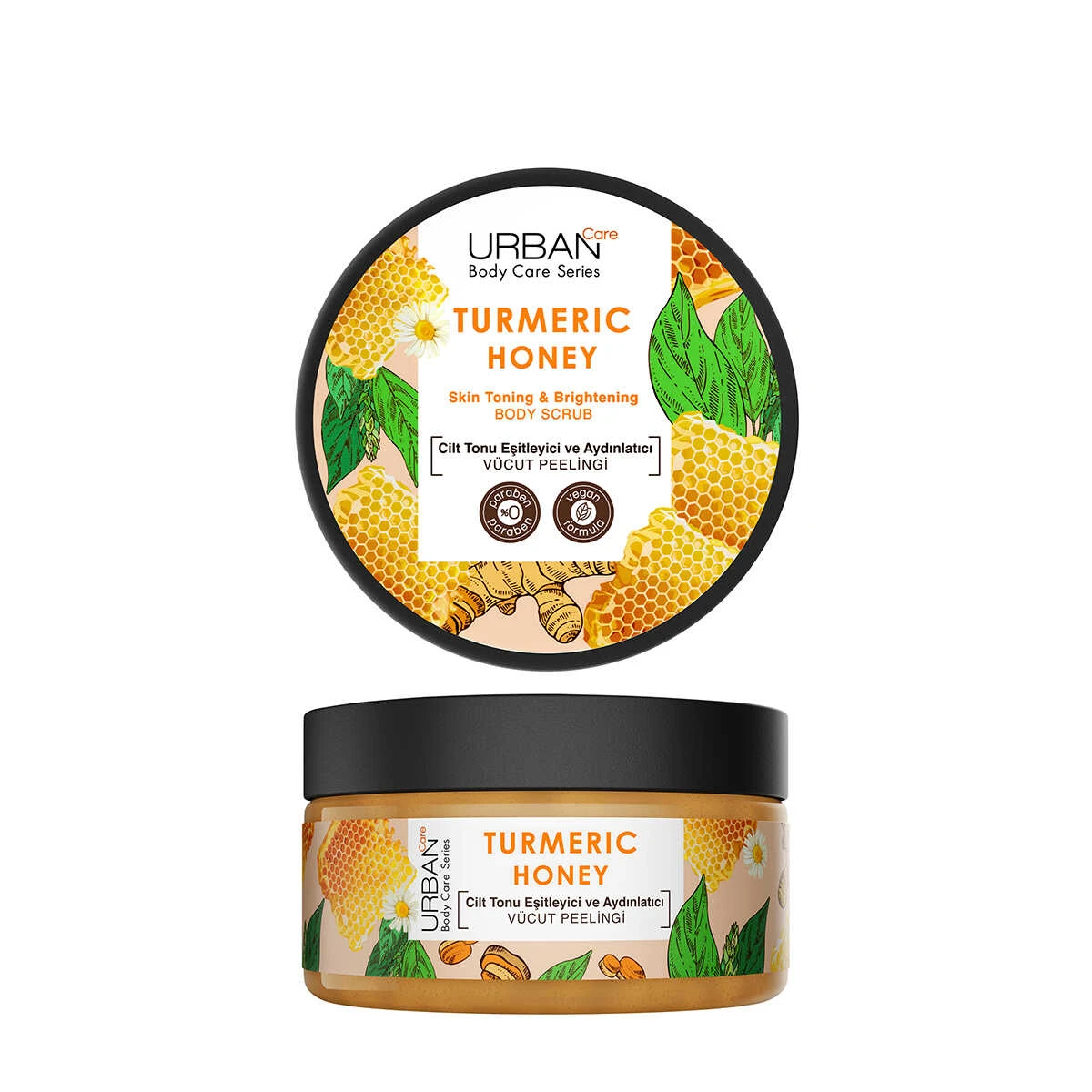 اسکراب بدن زردچوبه و عسل اربن کر مدل Turmeric &amp; Honey - لایه بردار و روشن کننده پوست | حجم 200 میل - فروشگاه اینترنتی ارس درمیس