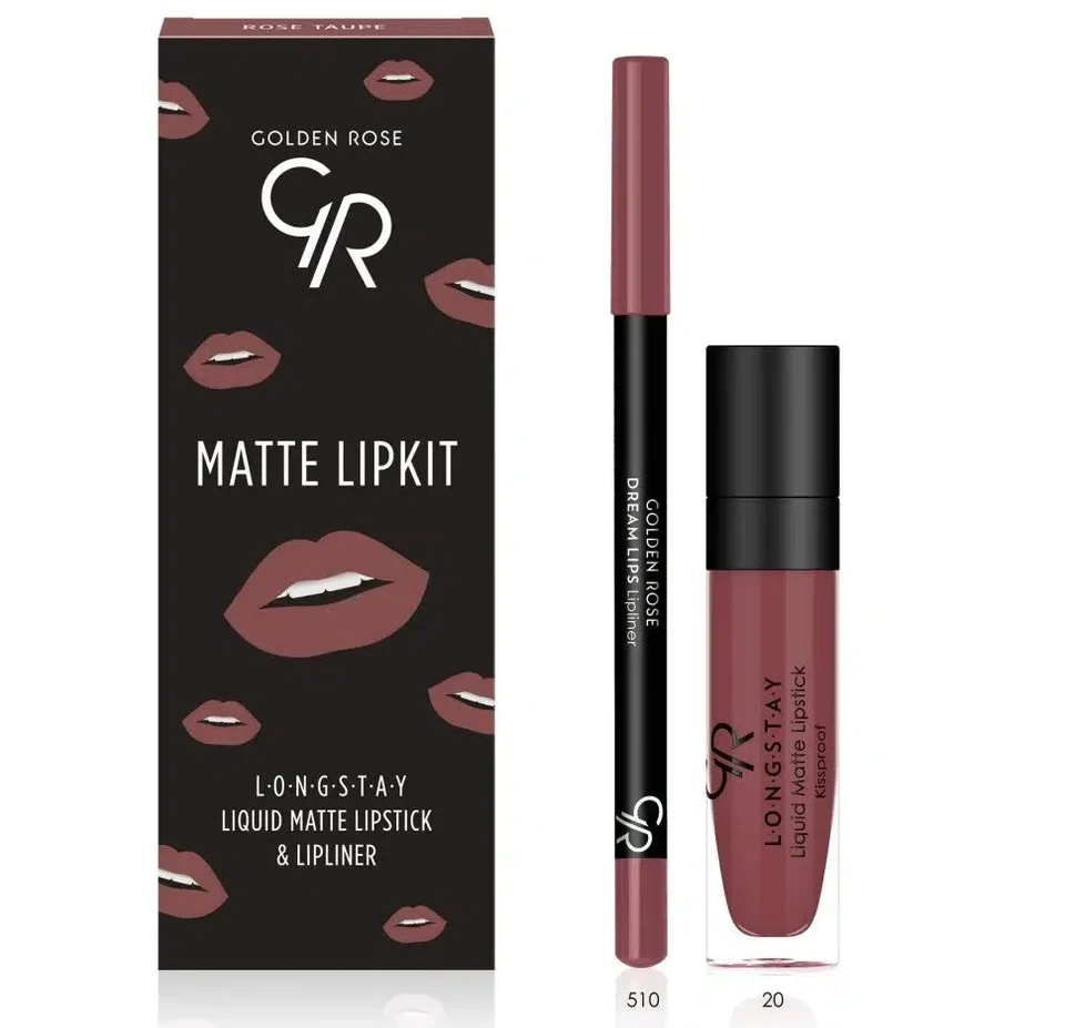 کیت رژ لب مایع و خط لب گلدن رز مدل Rose Taupe - فروشگاه اینترنتی ارس درمیس