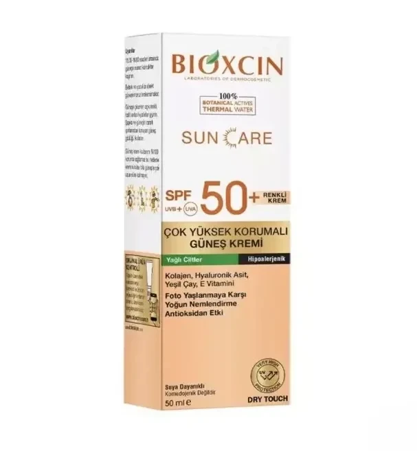 کرم ضد آفتاب رنگی بیوکسین با +SPF 50 - پوست چرب | حجم 50 میل - فروشگاه اینترنتی ارس درمیس