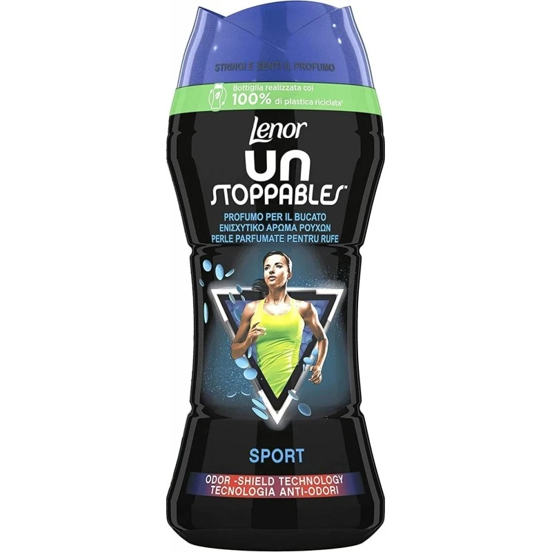 خوشبو کننده لباس لنور Lenor مدل Unstoppables Sport - با رایحه خنک و انرژی‌زا - مناسب لباس ورزشی | حجم 210 گرم - فروشگاه اینترنتی ارس درمیس
