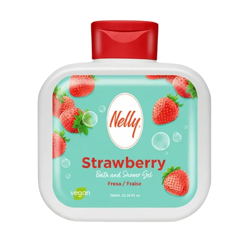 شاور ژل حمام و دوش توت فرنگی نلی مدل Strawberry | حجم 750 میل - فروشگاه اینترنتی ارس درمیس