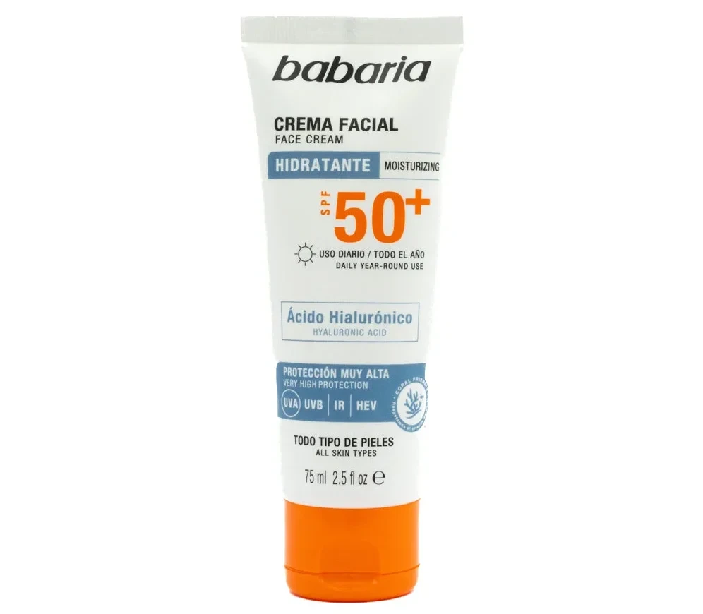 ضد آفتاب هیالورونیک اسید باباریا مدل Hidratante -  با +SPF 50 | حجم  75 میلی‌لیتر - فروشگاه اینترنتی ارس درمیس