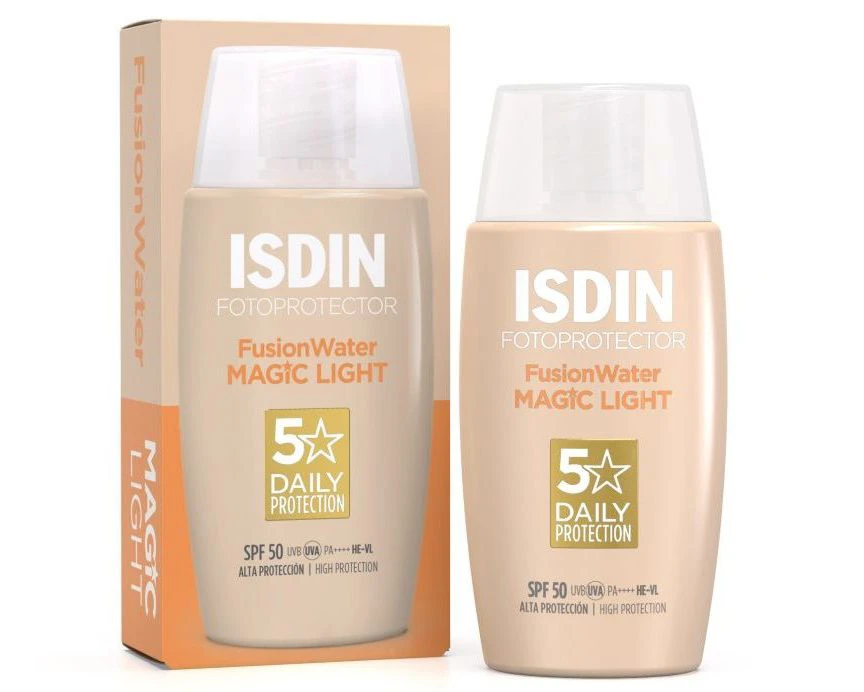 ضد آفتاب رنگی لایت ایزدین Isdin مدل Fusion Water MAGIC LIGHT | حجم 50 میل - فروشگاه اینترنتی ارس درمیس