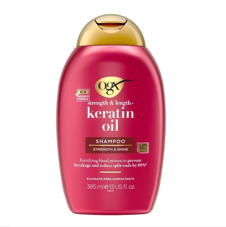 شامپو روغن کراتین او جی ایکس OGX مدل Keratin Oil - کاهش موخوره و افزایش استحکام مو - بدون سولفات | حجم 385 میلی‌لیتر - فروشگاه اینترنتی ارس درمیس
