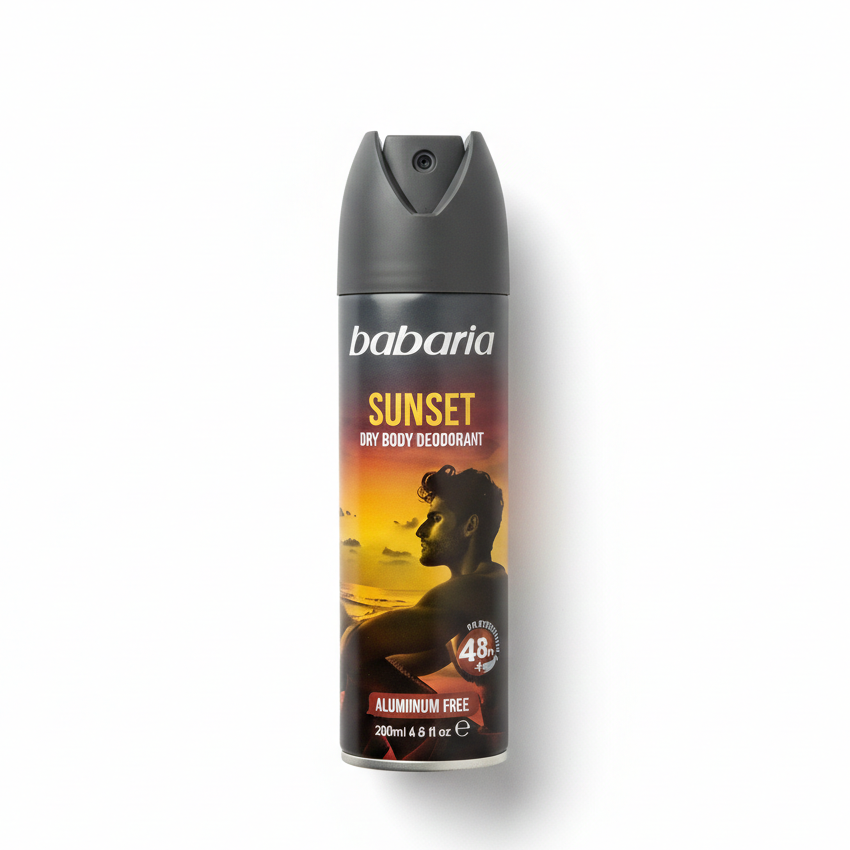 اسپری دئودورانت بدن باباریا مدل Sunset - رایحه مرکباتی و گرم - ماندگاری 48 ساعته | حجم 200 میلی‌لیتر - فروشگاه اینترنتی ارس درمیس