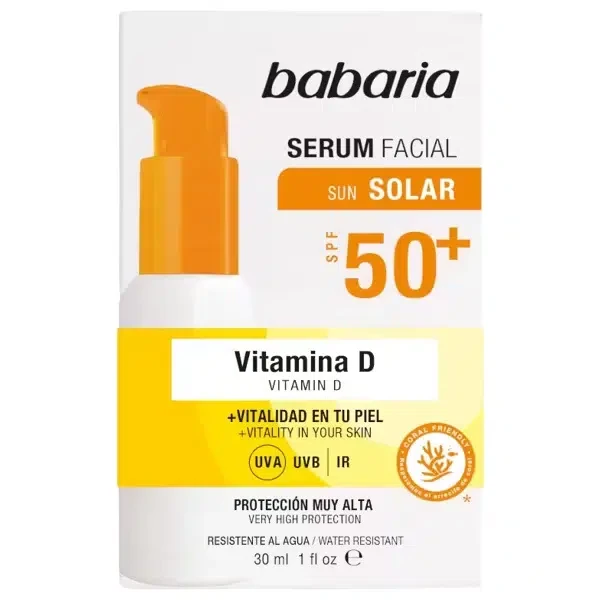 سرم ضدآفتاب صورت باباریا مدل Vitamin D - حاوی ویتامین D و با +SPF50 | حجم 30 میلی‌لیتر - فروشگاه اینترنتی ارس درمیس