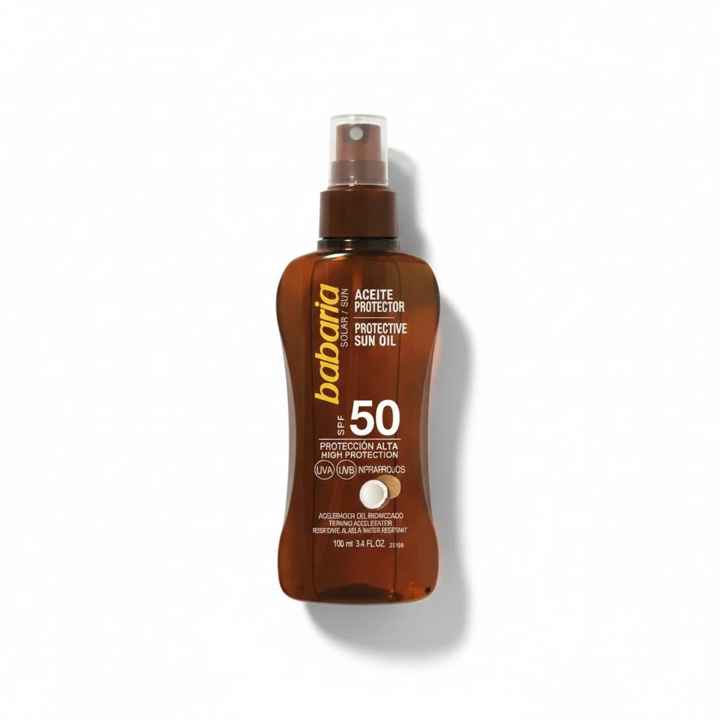 روغن برنزه کننده و محافظ آفتاب باباریا با SPF 50 - حاوی روغن نارگیل | حجم 100 میل - فروشگاه اینترنتی ارس درمیس