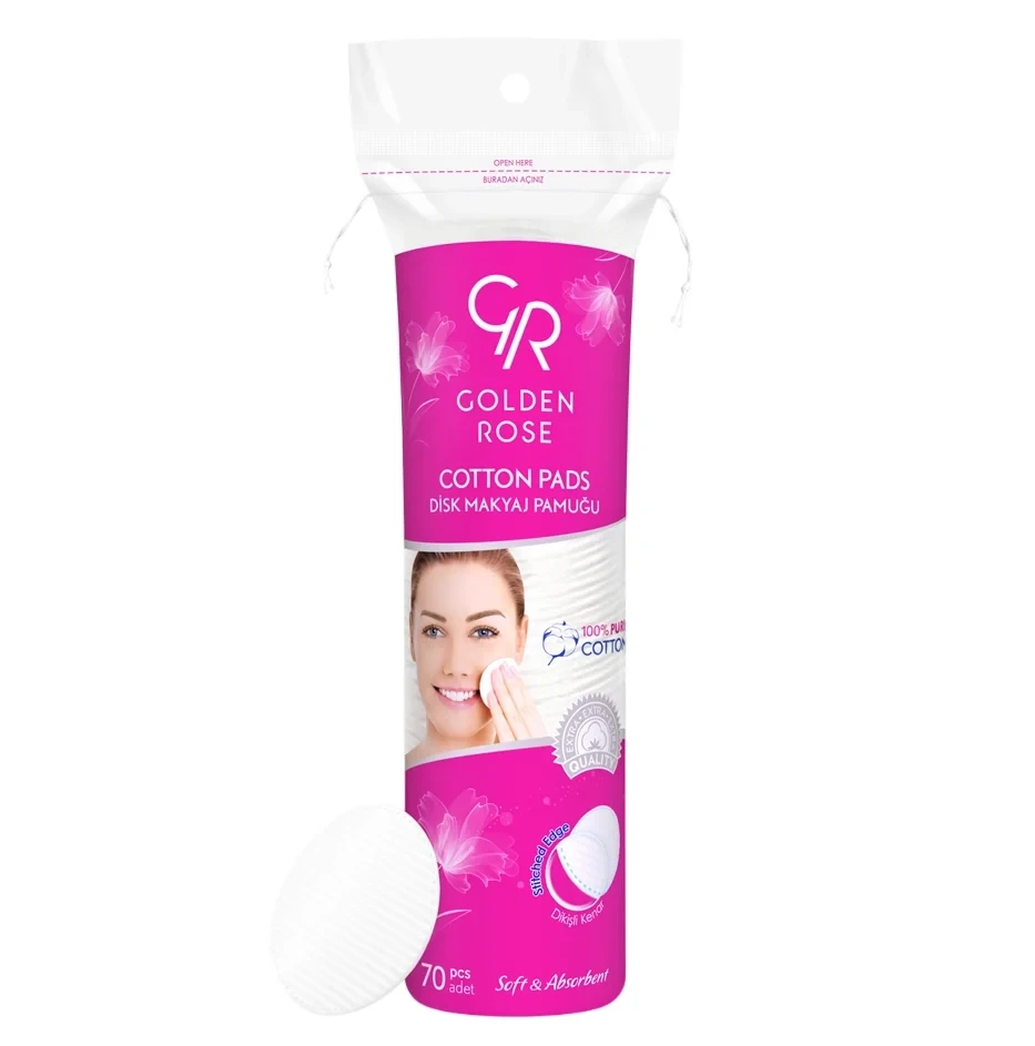 پد آرایش پاک کن گلدن رز مدل Cotton Pads | بسته 70 عددی - فروشگاه اینترنتی ارس درمیس