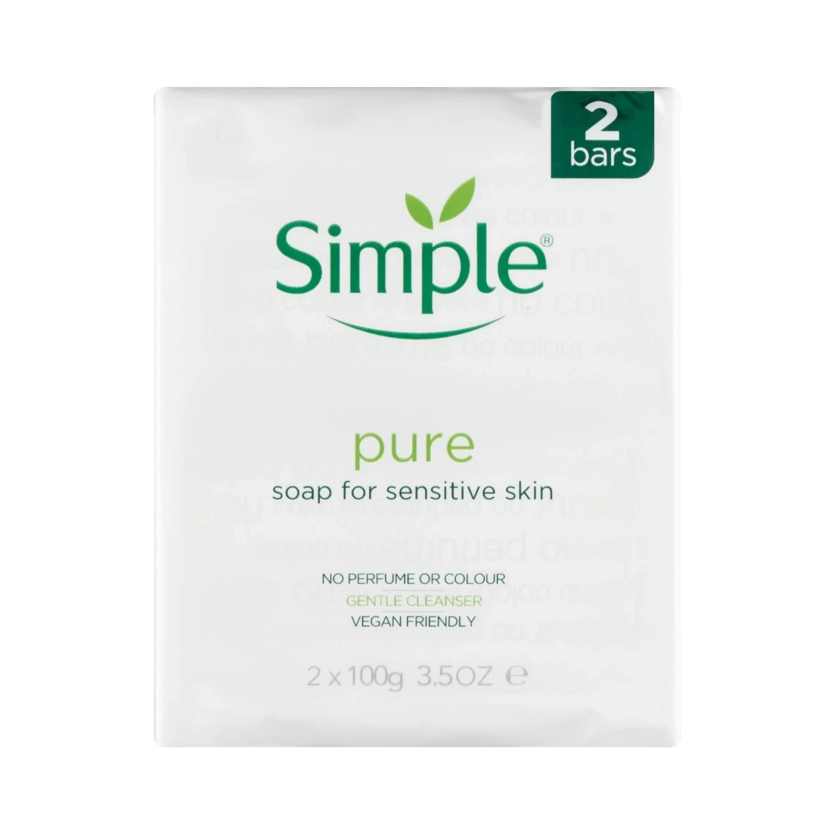 صابون پاک کننده ملایم سیمپل Simple مدل Pure - بدون عطر و رنگ - مناسب پوست‌های حساس | 2 عدد × 100 گرم - فروشگاه اینترنتی ارس درمیس