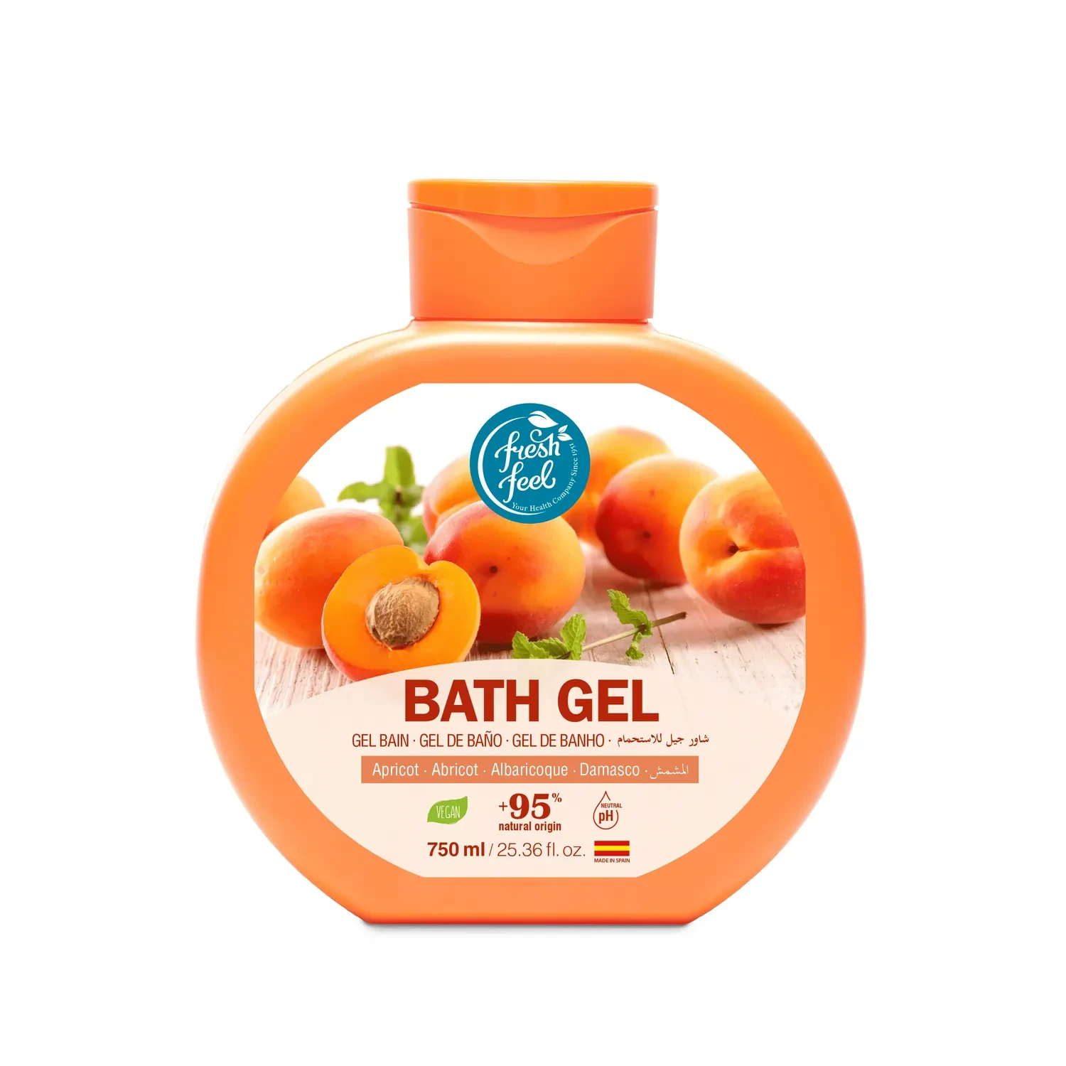 شامپو ژل حمام زردآلو فرش فیل Fresh Feel مدل Apricot | حجم 750 میل - فروشگاه اینترنتی ارس درمیس