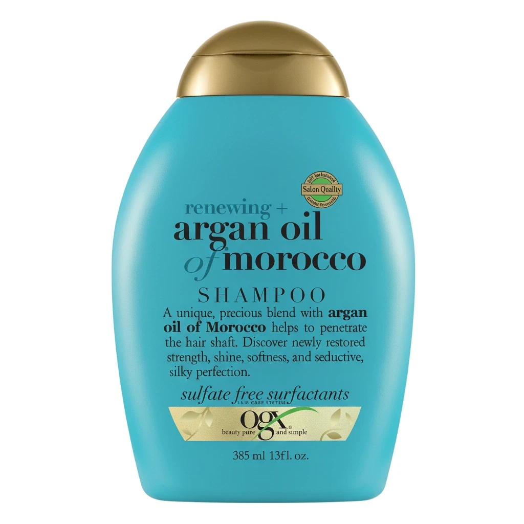 شامپو ترمیم کننده روغن آرگان او جی ایکس Ogx مدل renewing + Argan Oil of Morocco - فرمول بدون سولفات | حجم 385 میلی‌لیتر - فروشگاه اینترنتی ارس درمیس