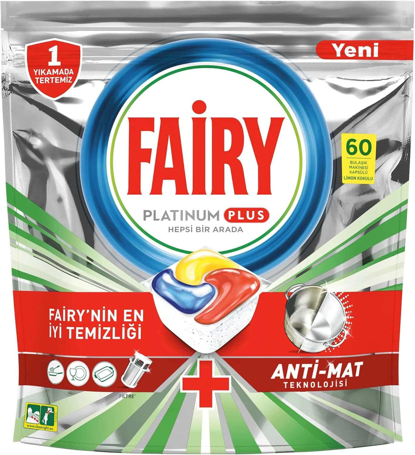 قرص ماشین ظرفشویی فیری مدل Platinum Plus بسته 60 عددی - فروشگاه اینترنتی ارس درمیس