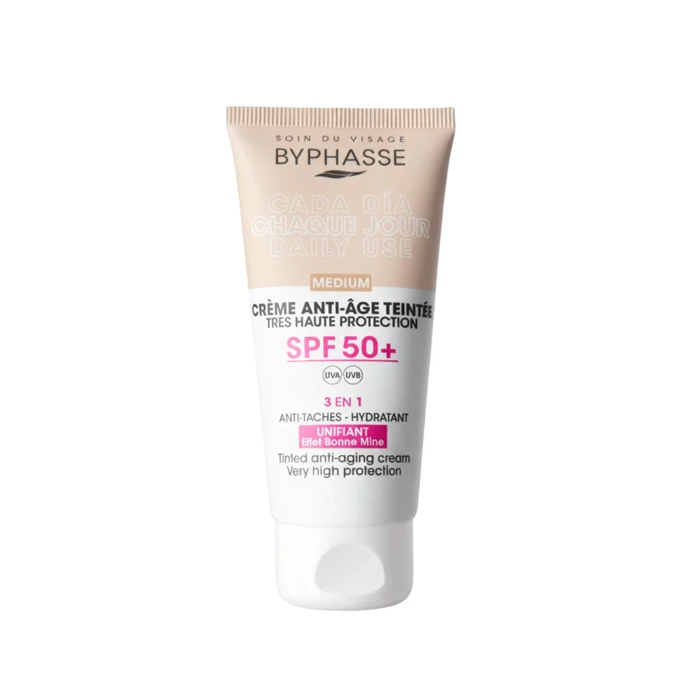 ضدآفتاب رنگی 3 کاره بایفاس مدل SPF 50+ - Medium - ضد پیری و رطوبت‌رسان | حجم 50 میلی‌لیتر - فروشگاه اینترنتی ارس درمیس