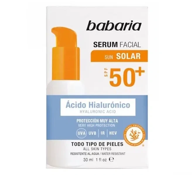 سرم ضدآفتاب و آبرسان صورت باباریا مدل Hyaluronic Acid - حاوی هیالورونیک اسید - با +SPF 50 و مناسب انواع پوست | حجم 30 میلی‌لیتر - فروشگاه اینترنتی ارس درمیس