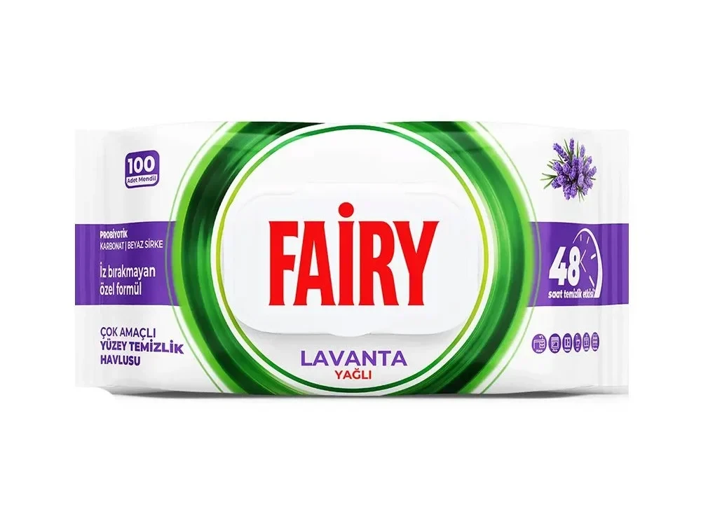 دستمال مرطوب تمیز کننده سطوح فیری Fairy حاوی روغن اسطوخودوس | بسته 100 عددی - فروشگاه اینترنتی ارس درمیس