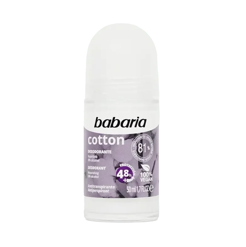 مام رول دئودورانت باباریا Babaria مدل Cotton حاوی کتان پنبه | حجم 50 میل - فروشگاه اینترنتی ارس درمیس