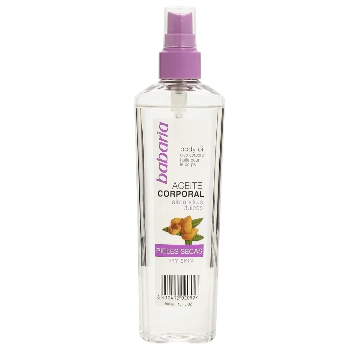 اسپری روغن بدن بادام شیرین باباریا Babaria مدل Almond Body Oil - آبرسانی و محافظت حرفه‌ای پوست | حجم 300 میلی‌لیتر - فروشگاه اینترنتی ارس درمیس