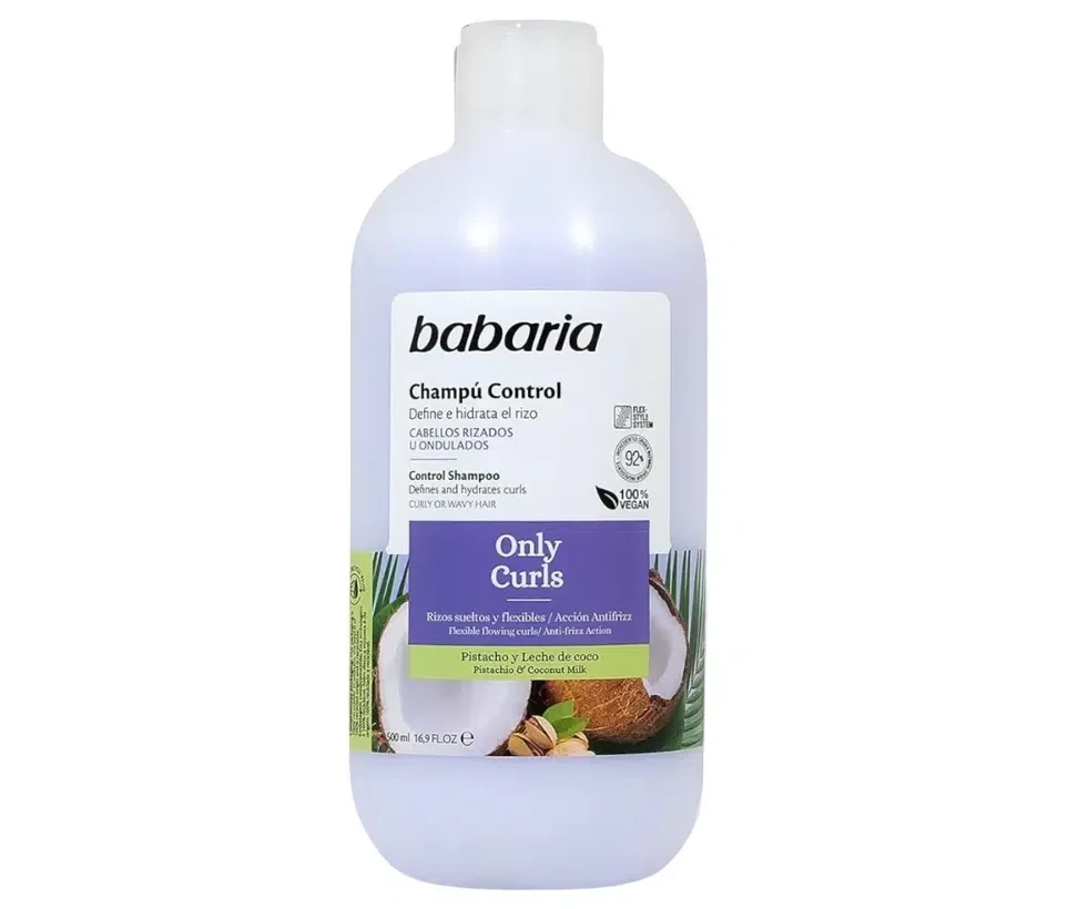 شامپو موی فر باباریا مدل Only Curls - حاوی شیر نارگیل و پسته - مراقبت از موهای فر و مجعد | حجم 500 میلی‌لیتر - فروشگاه اینترنتی ارس درمیس