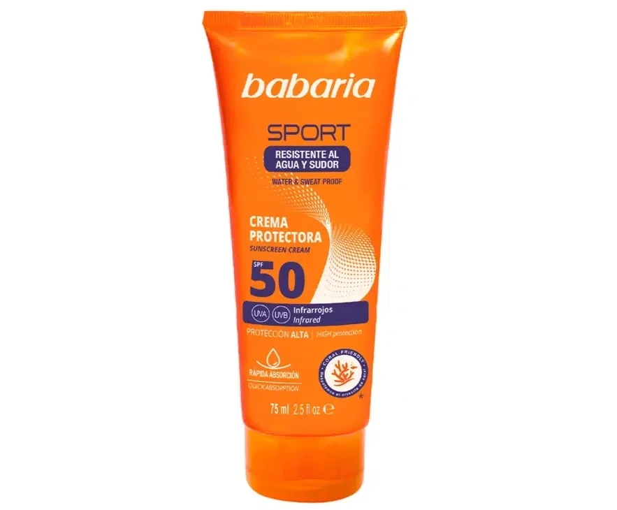 ضد آفتاب ورزشی صورت باباریا مدل Sport - با SPF 50 و  ضد آب | حجم 75 میلی‌لیتر - فروشگاه اینترنتی ارس درمیس