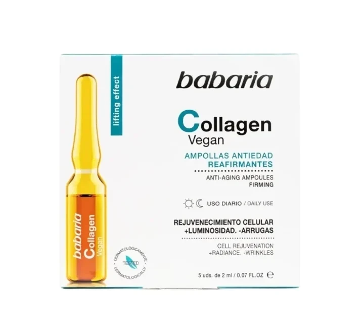 ویال کلاژن گیاهی باباریا Babaria مدل Collagen Vegan - ضدپیری و کاهش چین و چروک پوست | 5 ویال 2 میلی‌لیتری - فروشگاه اینترنتی ارس درمیس
