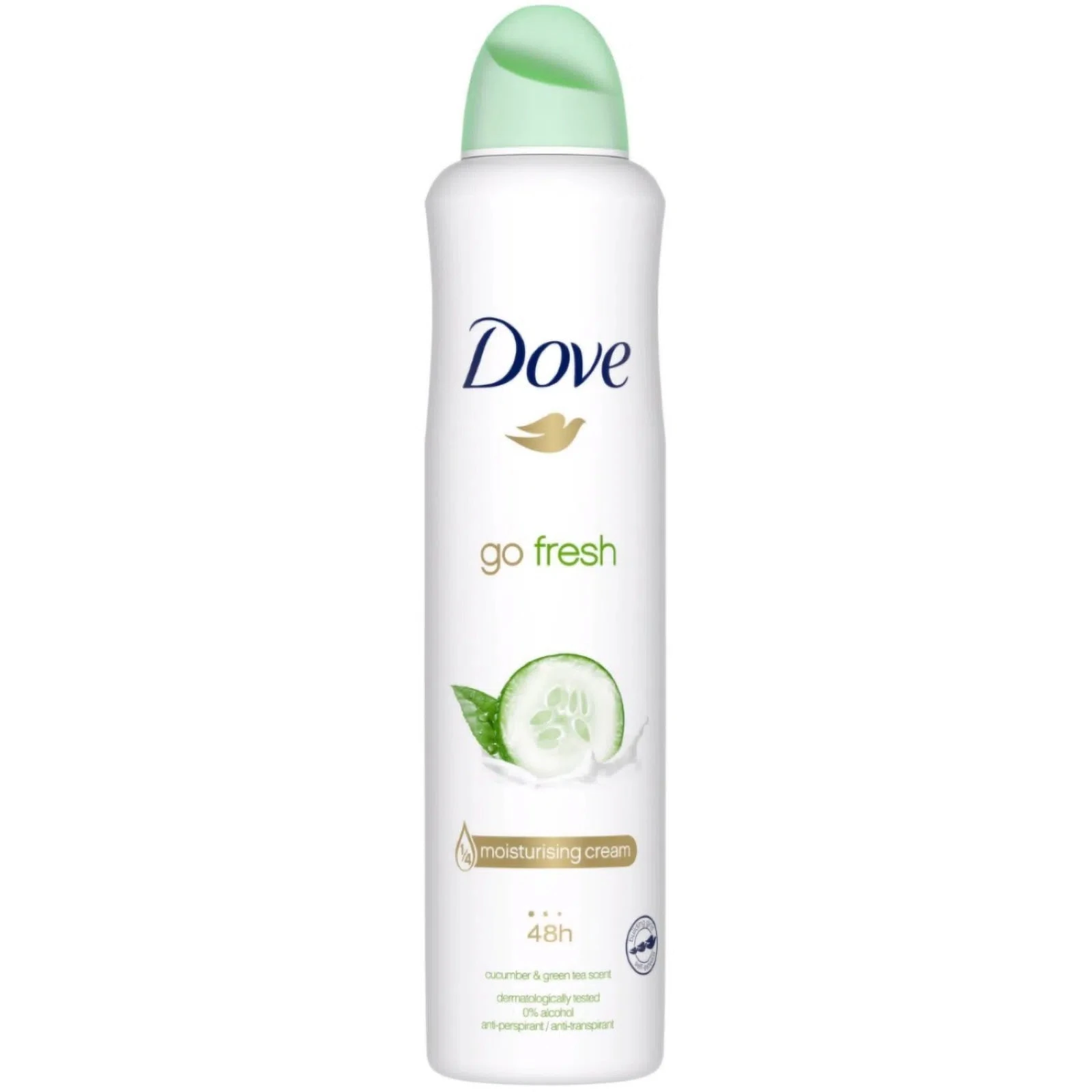 اسپری دئودورانت زنانه داو Dove مدل Go Fresh دارای رایحه خیار و چای سبز | حجم 250 میل - فروشگاه اینترنتی ارس درمیس