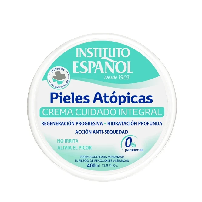 کرم مرطوب کننده و تسکین دهنده آتوپیک اسپانول Instituto Español - پوست‌های خشک، حساس و مستعد اگزما | حجم 400 میل - فروشگاه اینترنتی ارس درمیس