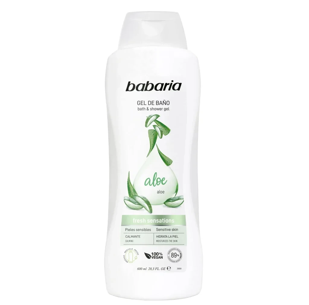 شامپو ژل حمام باباریا مدل Aloe - حاوی عصاره آلوئه ورا - مناسب پوست‌های حساس | حجم 600 میلی‌لیتر - فروشگاه اینترنتی ارس درمیس